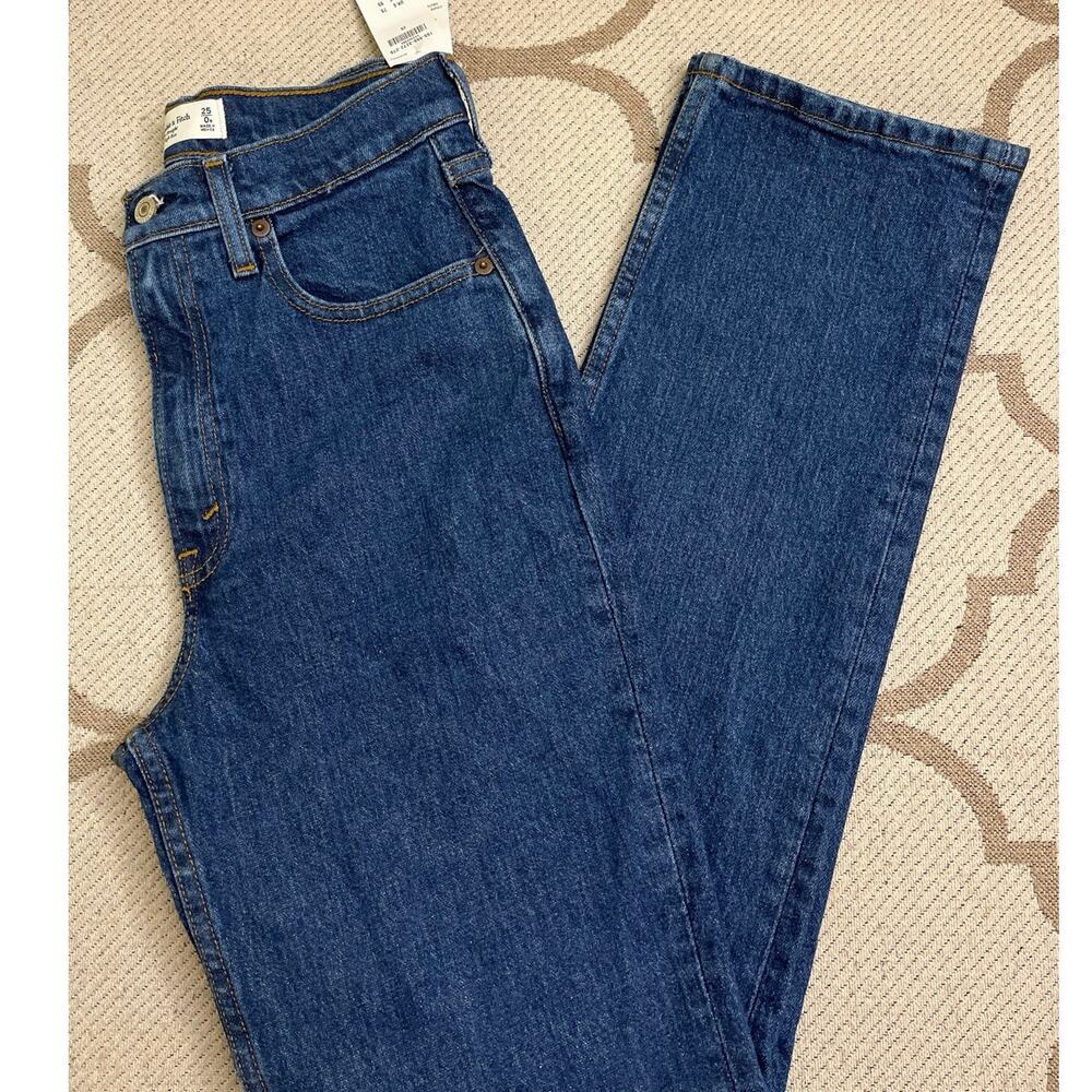 Abercrombie & Fitch The 90’s Straight Ultra High Rise Dark Blue Jeans, size 25/0 - Picture 2 of 13